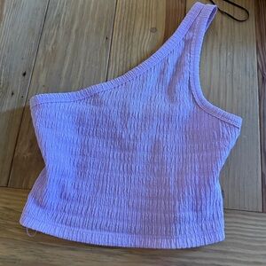 American Eagle Outfitters One-Shoulder Purple Crop Top